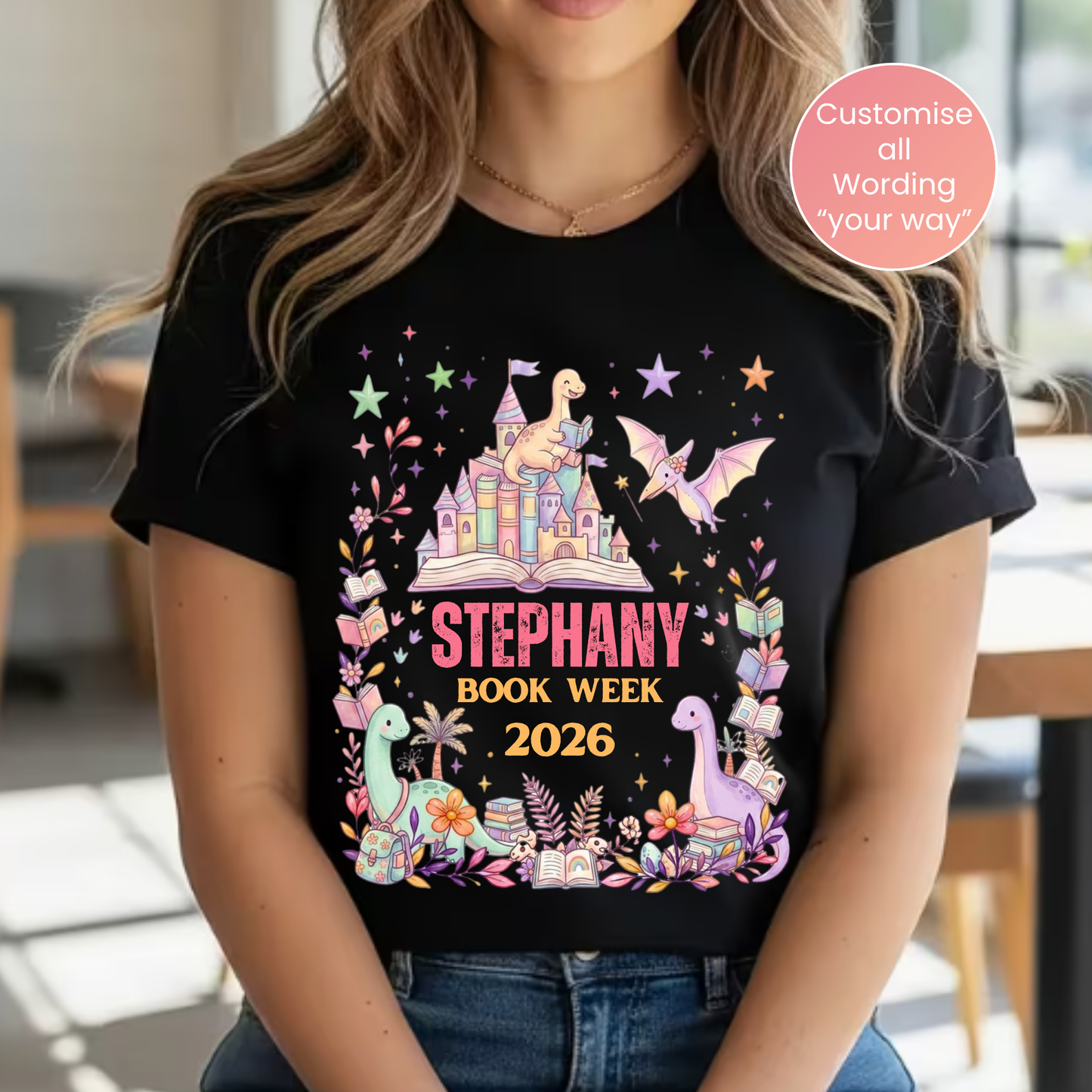Personalised Enchanted Dinosaur Book Week 2026 Shirt – Kids & Adults
