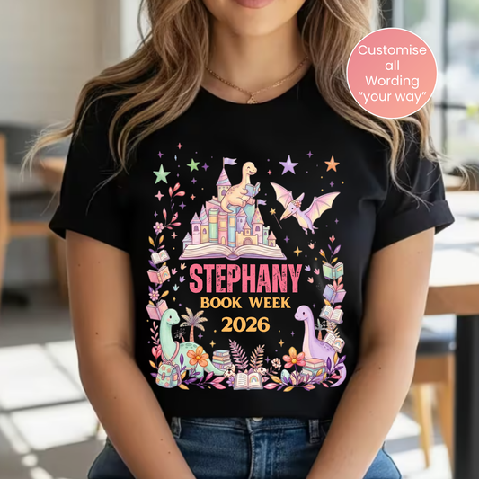 Personalised Enchanted Dinosaur Book Week 2026 Shirt – Kids & Adults