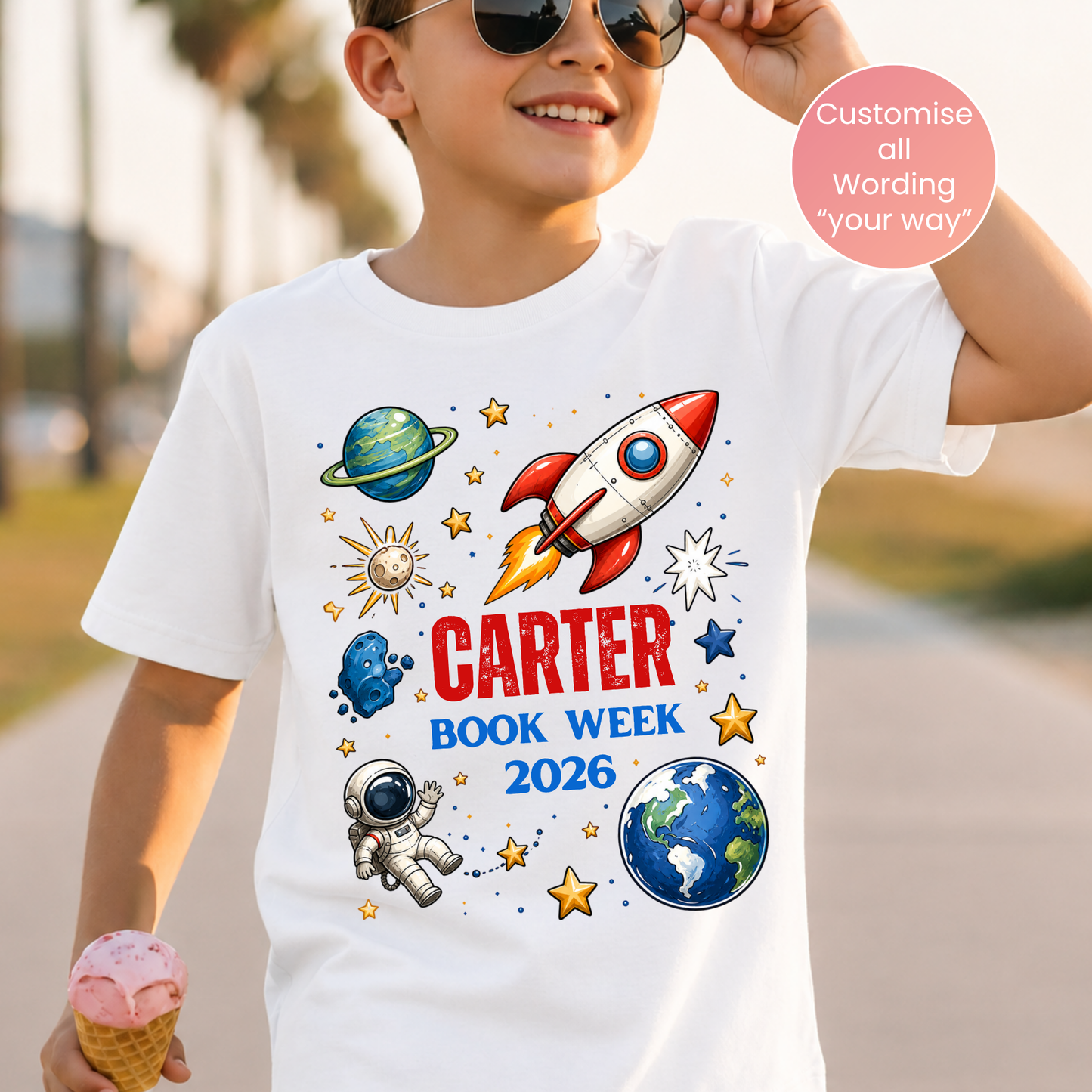 Personalised Space Book Week 2026 Shirt – Kids & Adults