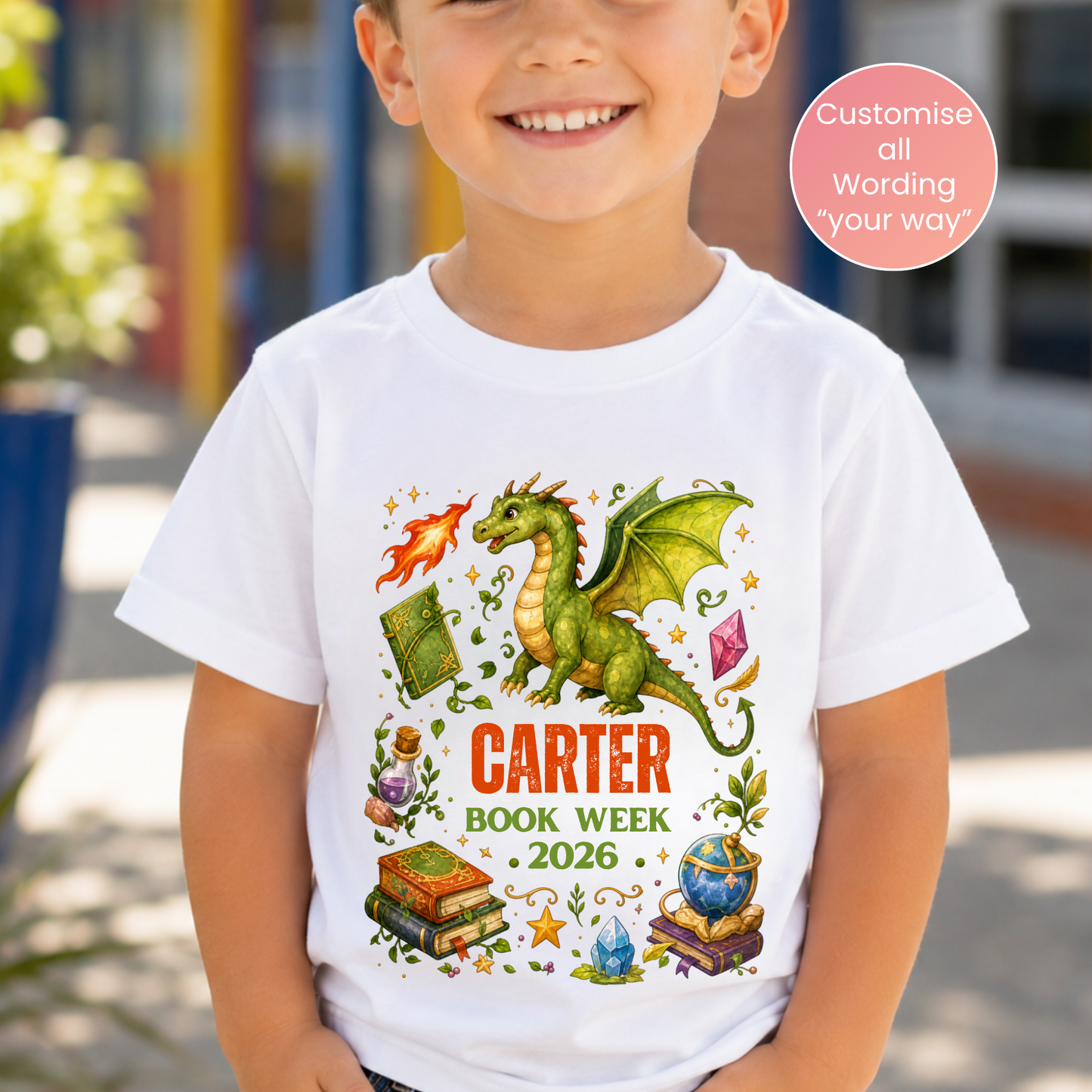 Personalised Magical Dragon Book Week 2026 Shirt – Kids & Adults