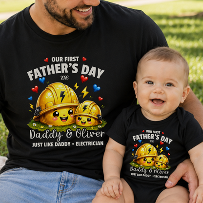 Personalised Electrician Daddy & Me First Father's Day Matching Set
