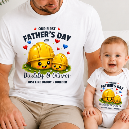 Personalised Builder Daddy & Me First Father's Day Matching Set