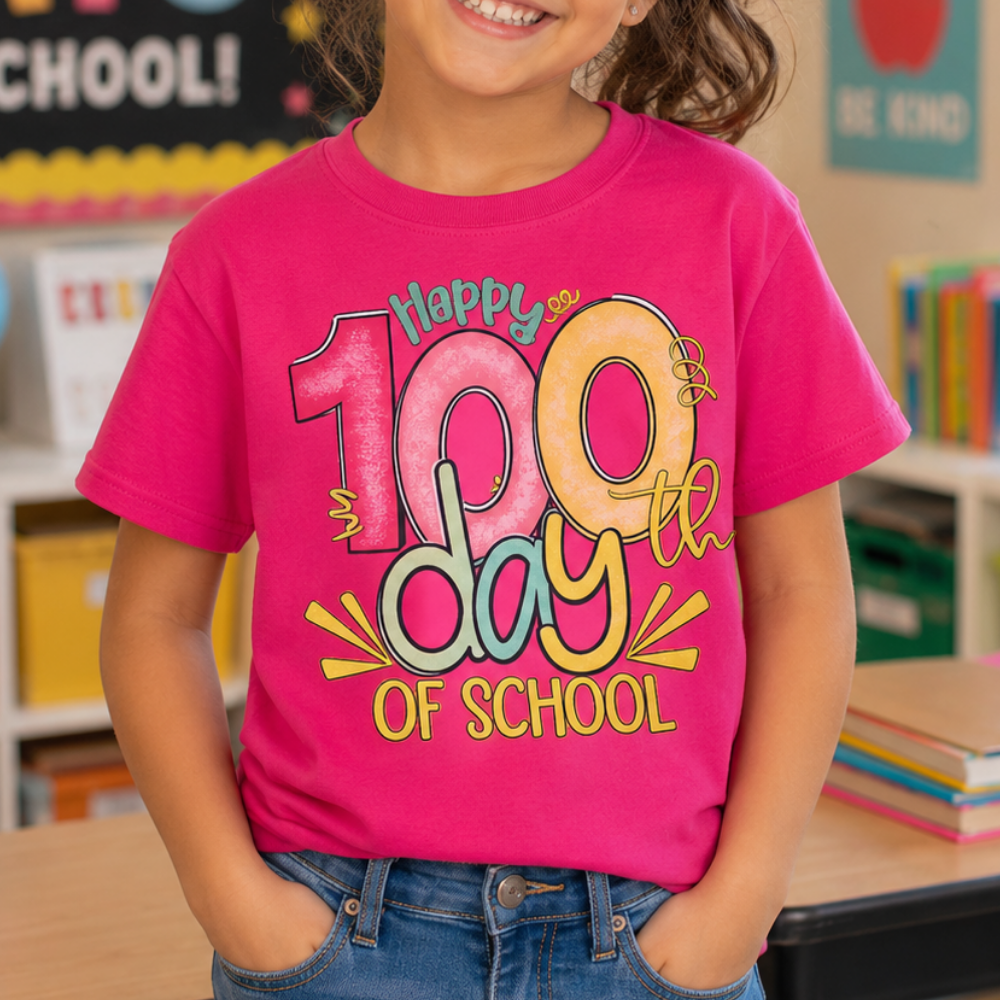 Happy 100 Days of School Shirt | Colourful Kids Tee