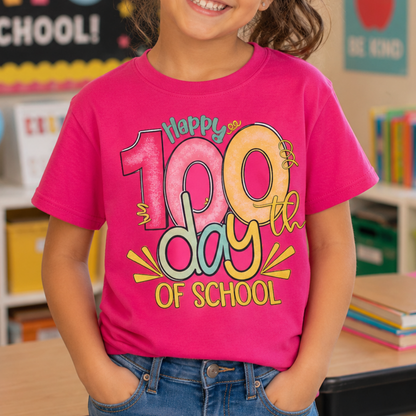 Happy 100 Days of School Shirt | Colourful Kids Tee