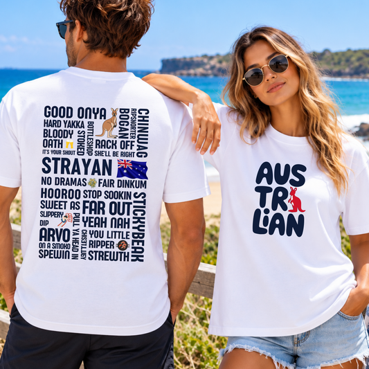 Aussie Slang T-Shirt – Australian Front & Back Print