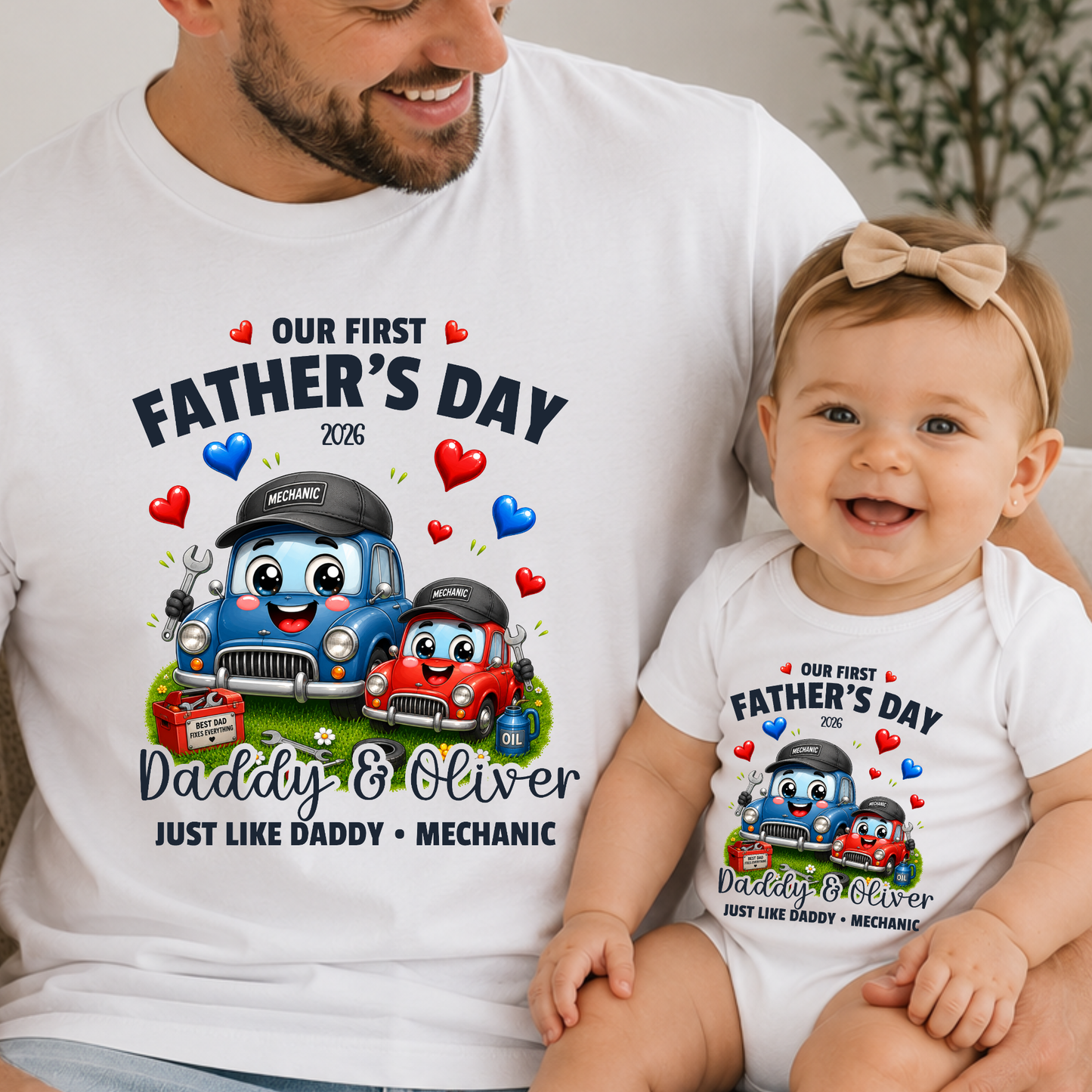 Personalised Mechanic Daddy & Me First Father's Day Matching Set
