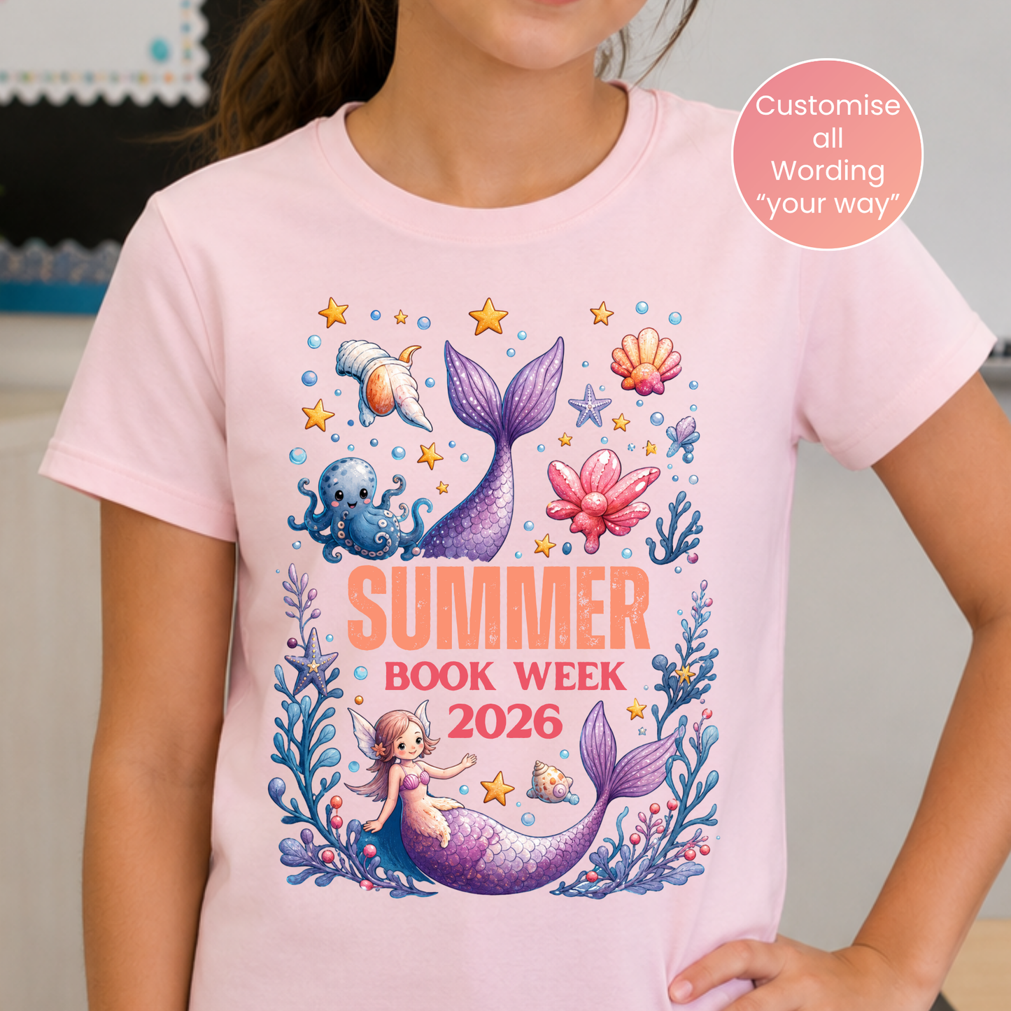 Personalised Mermaid Book Week 2026 Shirt – Kids & Adults