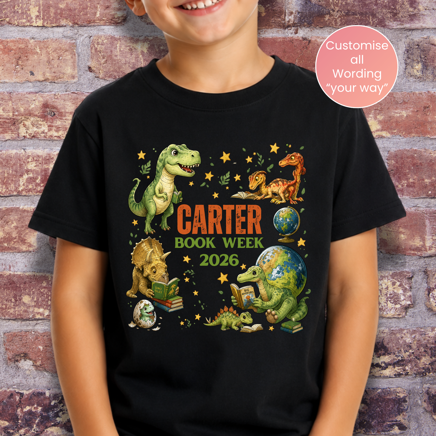 Personalised Dinosaur Book Week 2026 Shirt – Kids & Adults