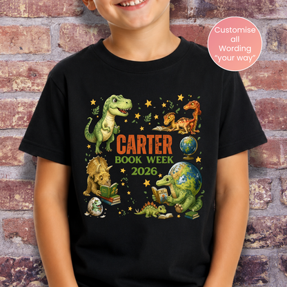 Personalised Dinosaur Book Week 2026 Shirt – Kids & Adults