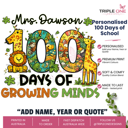 Personalised 100 Days of Teaching Safari Shirt