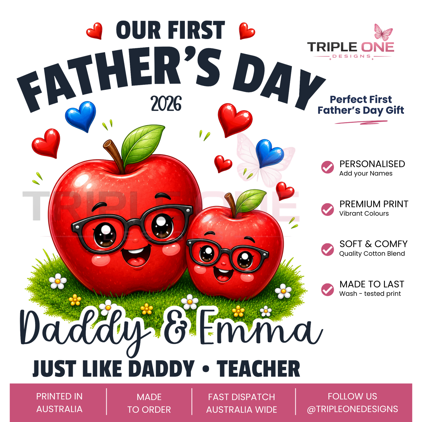 Personalised Teacher Daddy & Me First Father's Day Matching Set