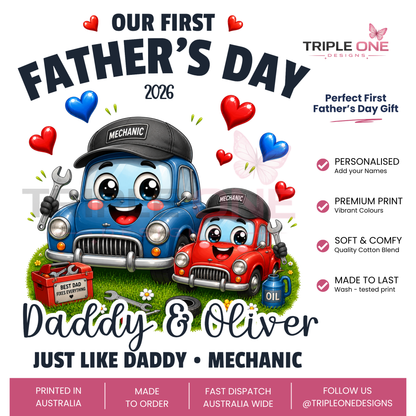 Personalised Mechanic Daddy & Me First Father's Day Matching Set