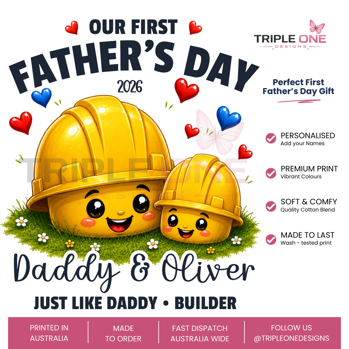 Personalised Builder Daddy & Me First Father's Day Matching Set
