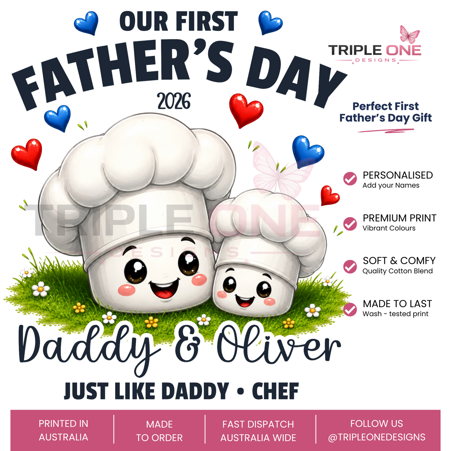 Personalised Chef Daddy & Me First Father's Day Matching Set