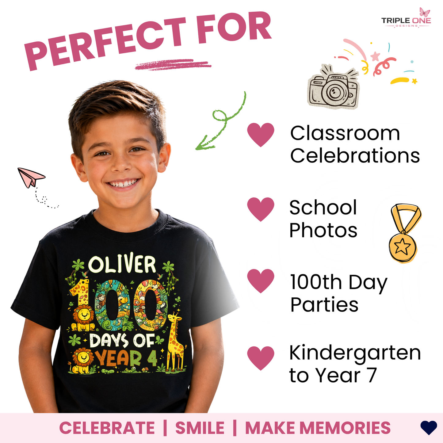 Personalised 100 Days of School Teacher Shirt