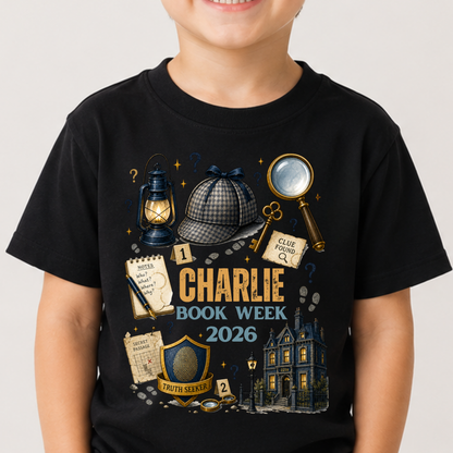 Personalised Detective Book Week 2026 Shirt – Kids & Adults