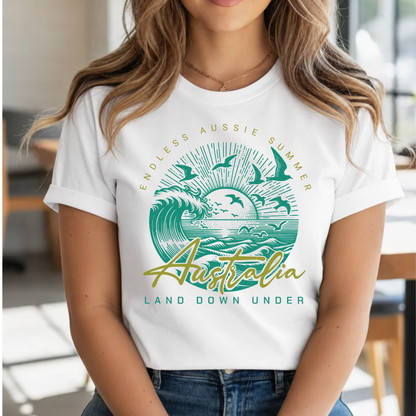 Endless Aussie Summer Australia T-Shirt – Retro Wave Design