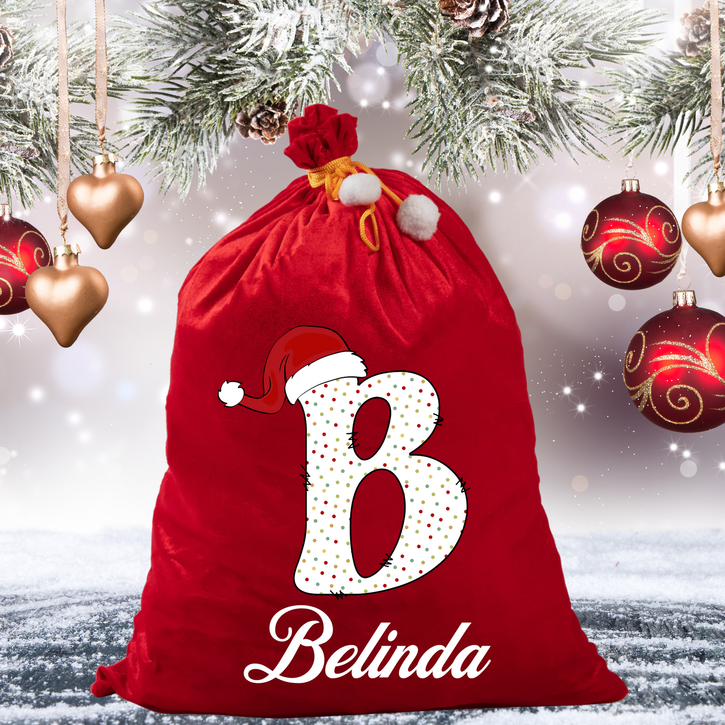Personalised Red Velvet Santa Sack