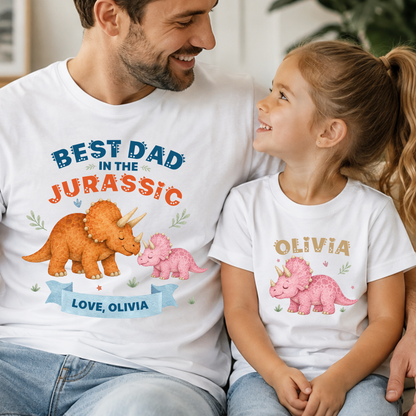 Personalised Dad & Child Dinosaur Matching Shirts