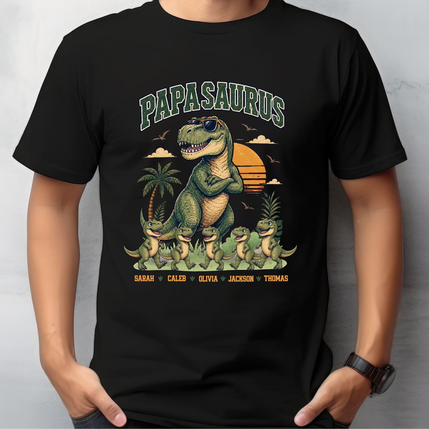 Personalised Papasaurus Dinosaur Dad Shirt
