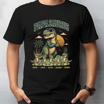 Personalised Papasaurus Dinosaur Dad Shirt