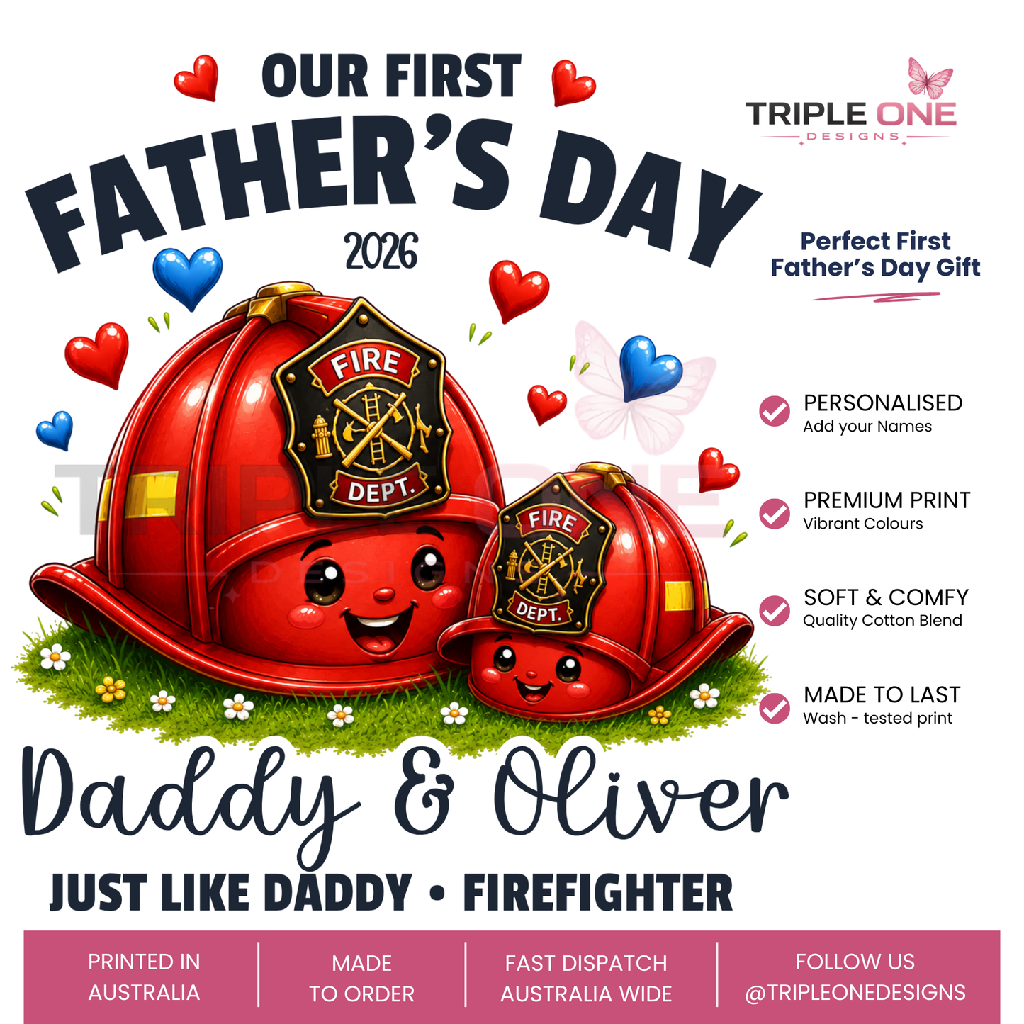 Personalised Firefighter Daddy & Me First Father's Day Set