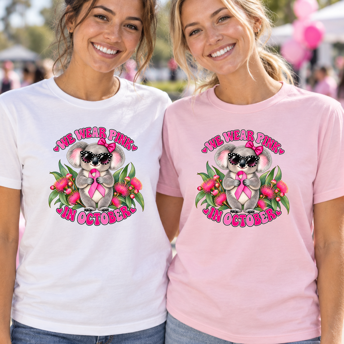 We Wear Pink in October Koala Breast Cancer Awareness Shirt