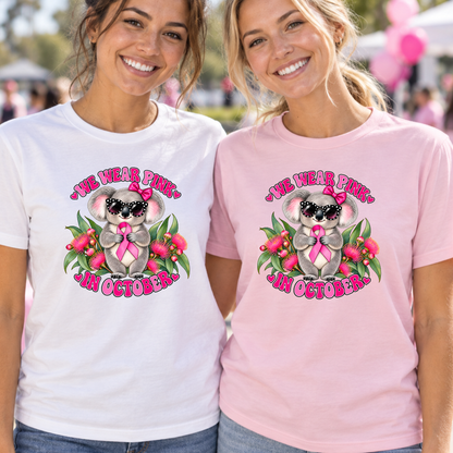 We Wear Pink in October Koala Breast Cancer Awareness Shirt