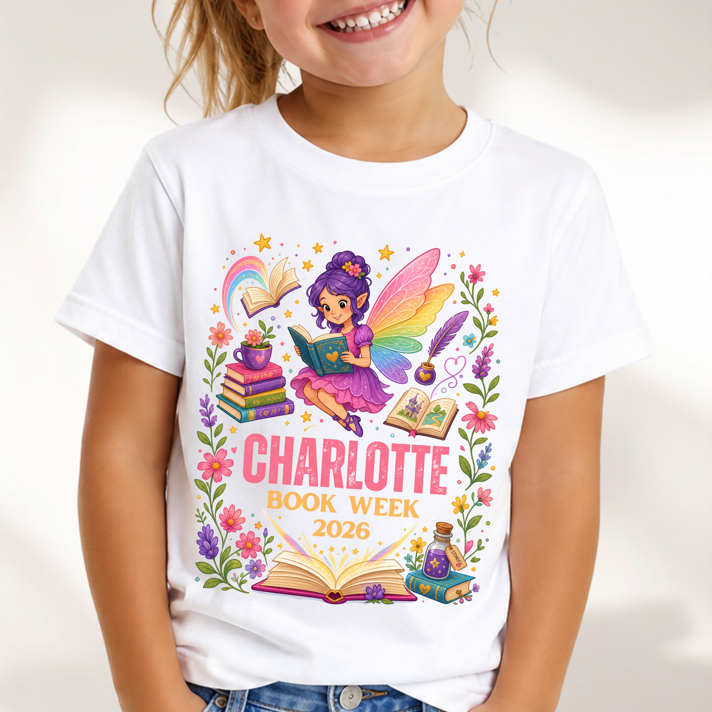 Personalised Reading Fairy Book Week 2026 Shirt – Kids & Adults