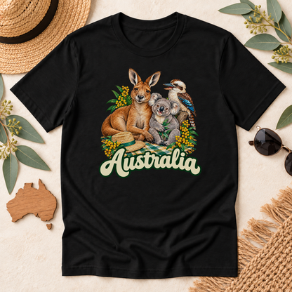 Australia Wildlife T-Shirt – Kangaroo, Koala & Kookaburra