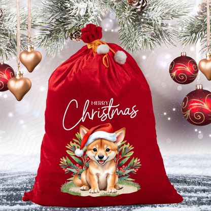 Australian Animals Red Velvet Santa Sack