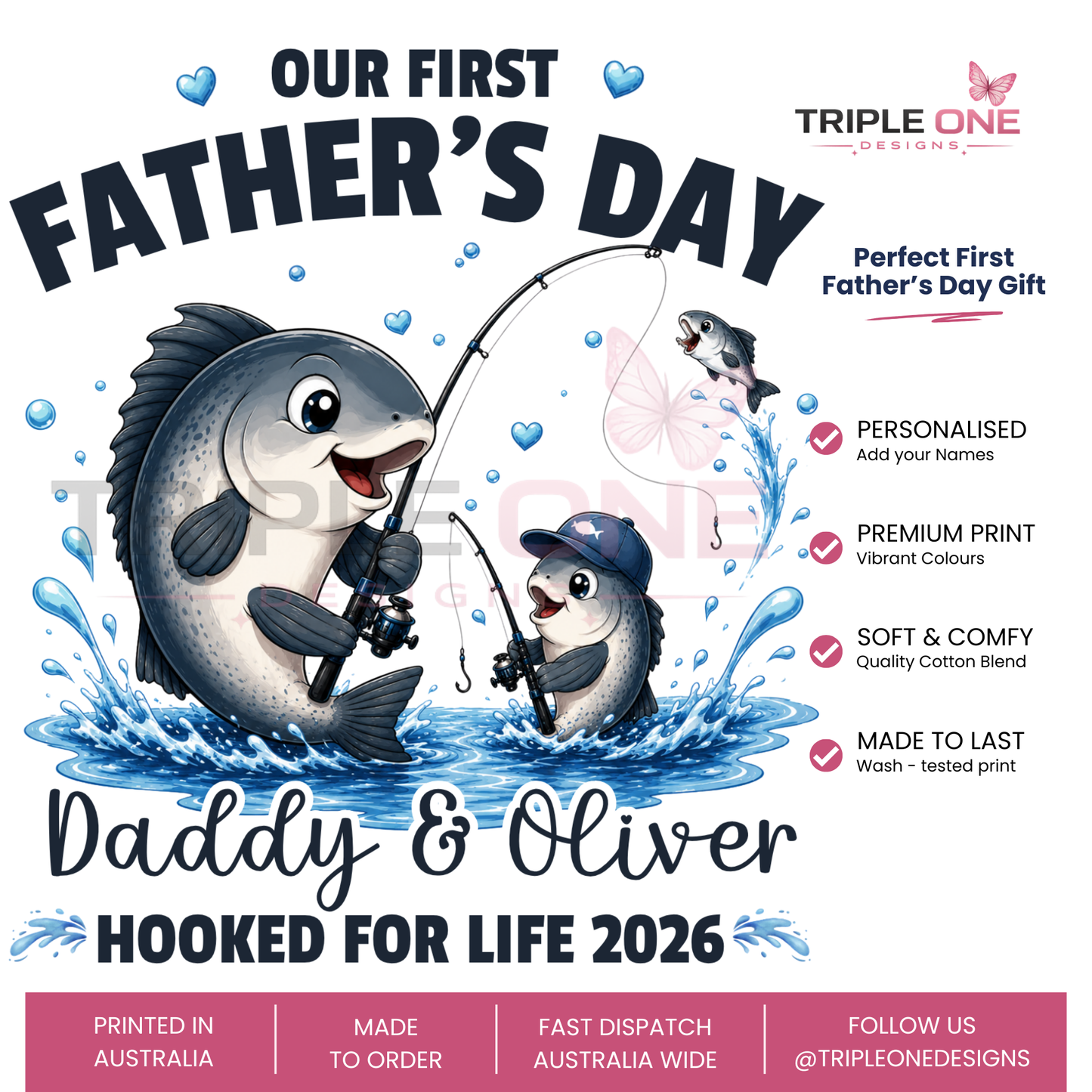 Personalised Fishing Daddy & Me First Father's Day Matching Set