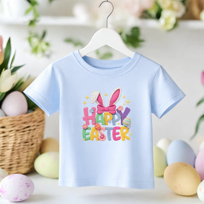 Faux Crochet Knitted Happy Easter T-Shirt
