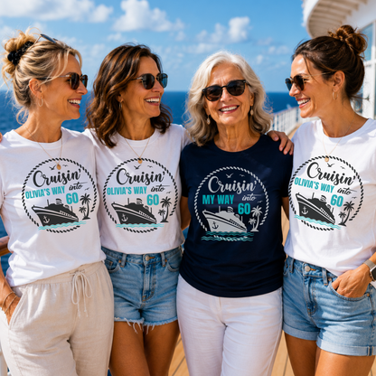 Cruisin’ Into Custom Age Personalised Cruise Shirts | Matching Family Cruise Shirts