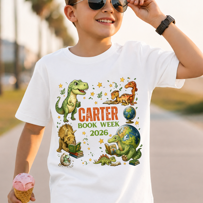 Personalised Dinosaur Book Week 2026 Shirt – Kids & Adults