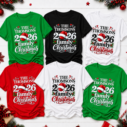 Personalised Family Christmas T-Shirt – Custom Name & Year