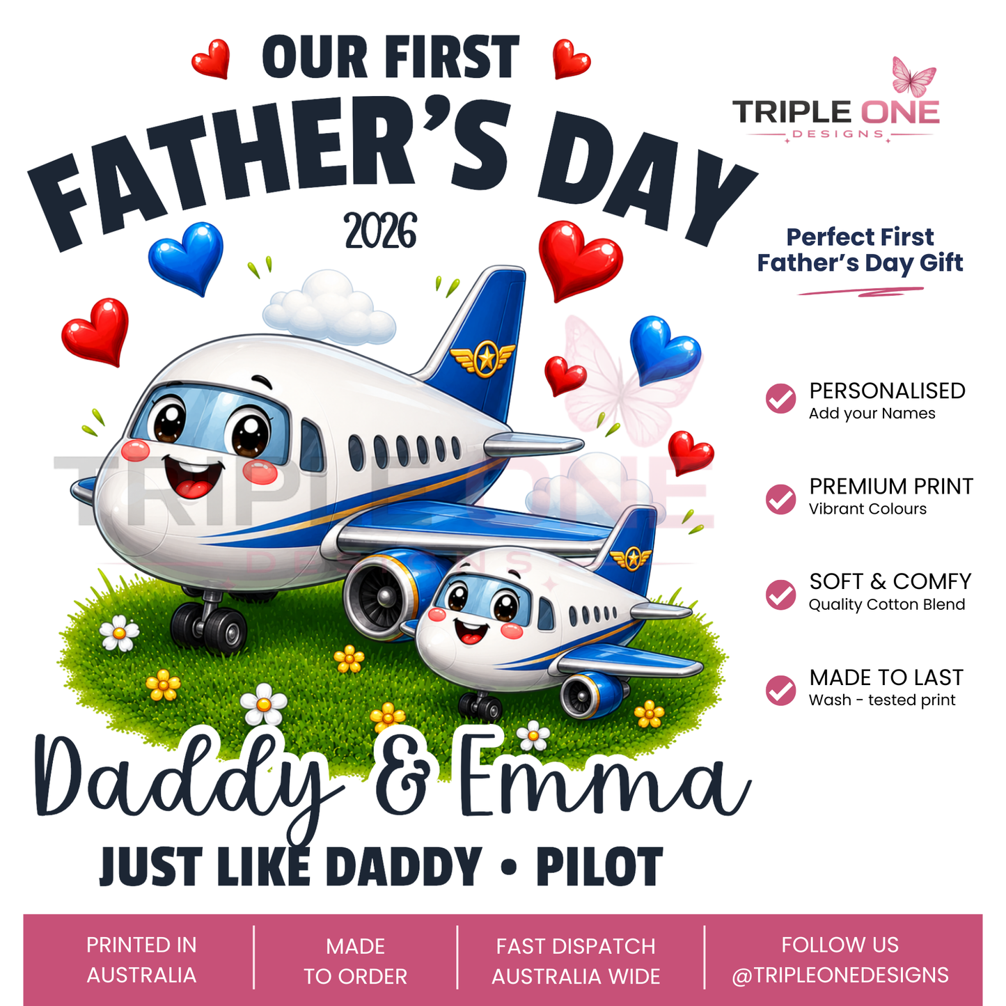Personalised Pilot Daddy & Me First Father's Day Matching Set