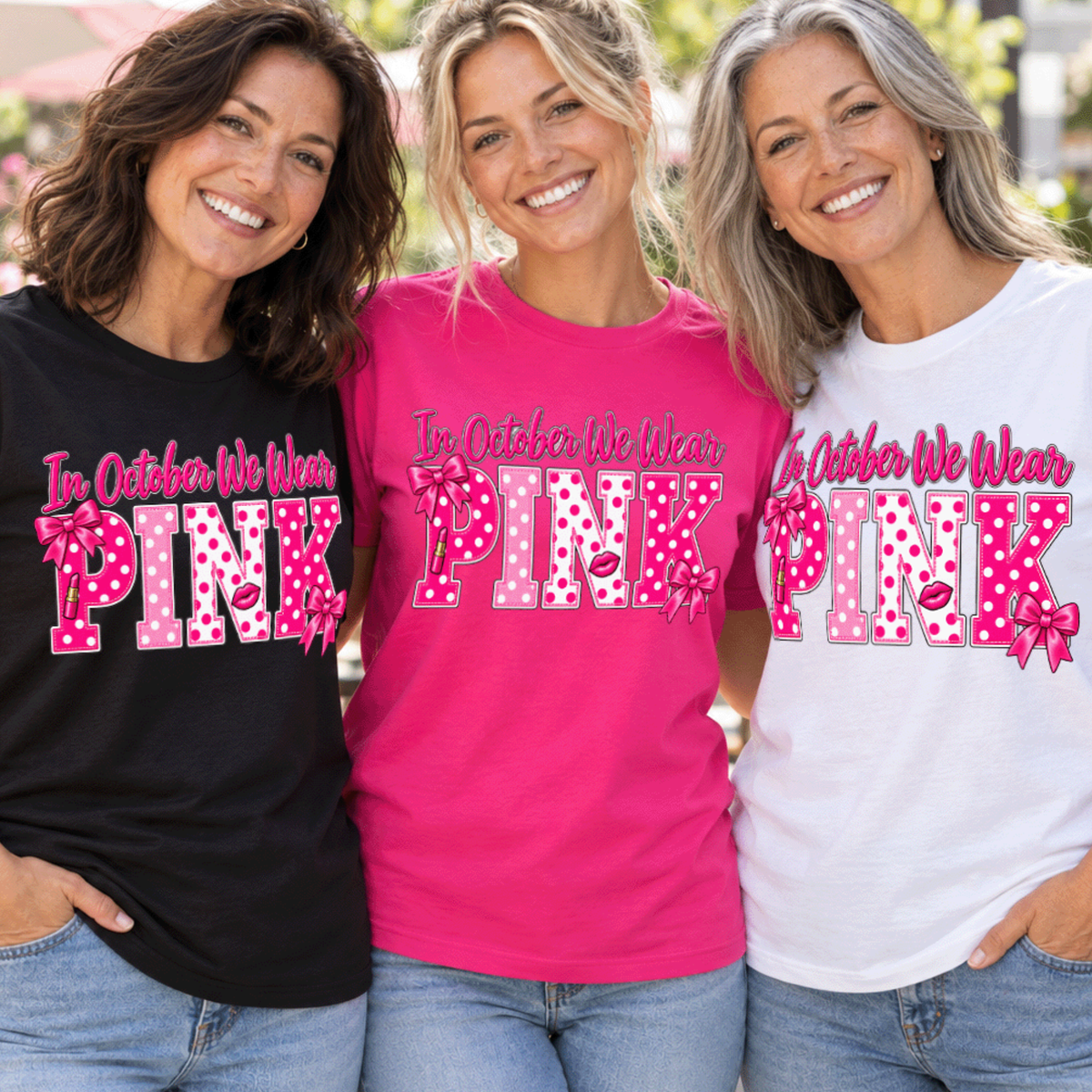 In October We Wear Pink Polka Dot Breast Cancer Awareness Shirt