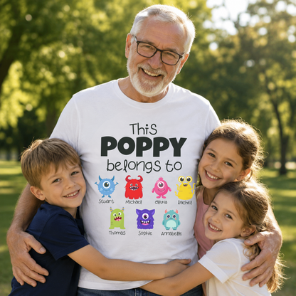 Personalised Poppy Monster T-Shirt | Grandchildren Names