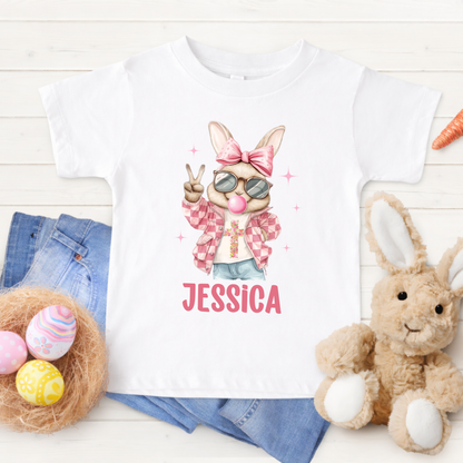 Personalised Bubble Gum Easter Rabbit Shirts