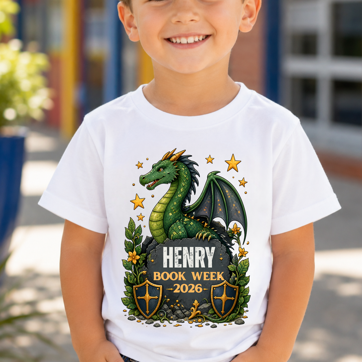 Personalised Dragon Book Week 2026 Kids T-Shirt