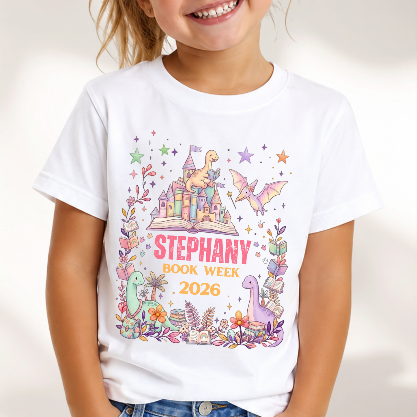 Personalised Enchanted Dinosaur Book Week 2026 Shirt – Kids & Adults