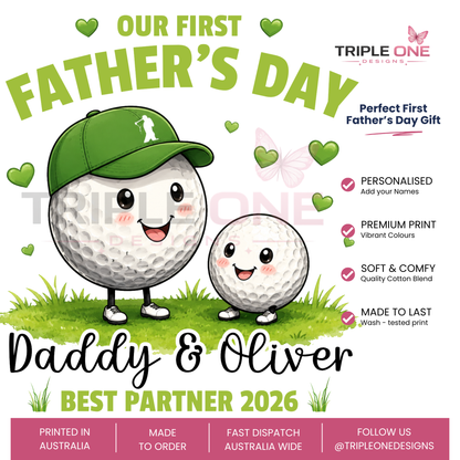 Personalised Golf Daddy & Me First Father's Day Matching Set