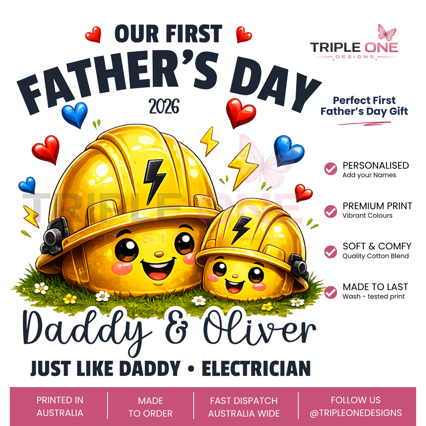 Personalised Electrician Daddy & Me First Father's Day Matching Set