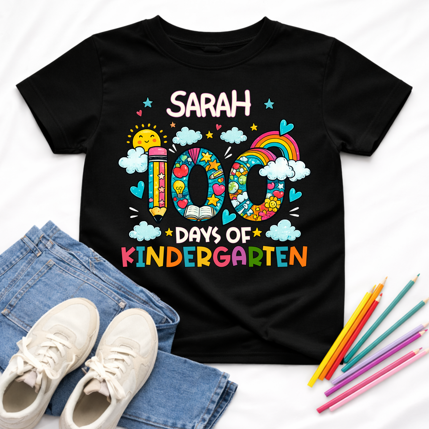 Personalised 100 Days of School Rainbow Shirt