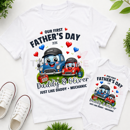 Personalised Mechanic Daddy & Me First Father's Day Matching Set