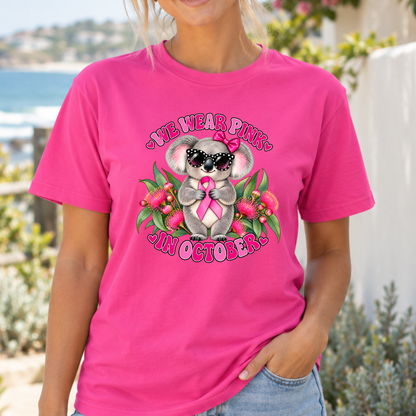 We Wear Pink in October Koala Breast Cancer Awareness Shirt