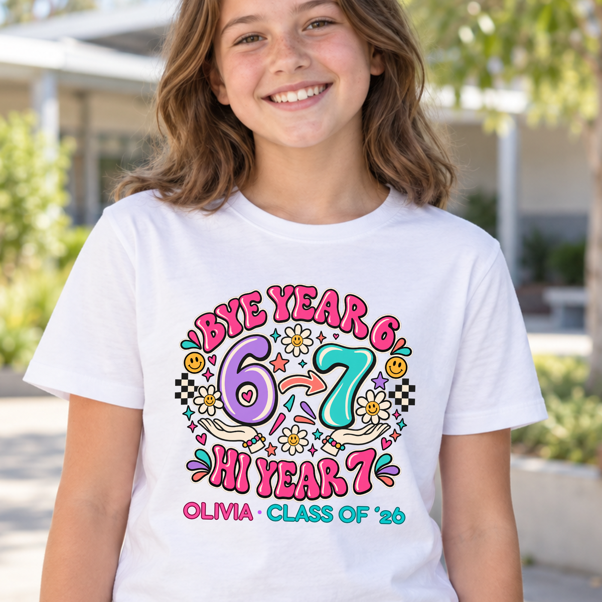 Personalised Year 6 Graduation Shirt Bye Year 6 Hi Year 7