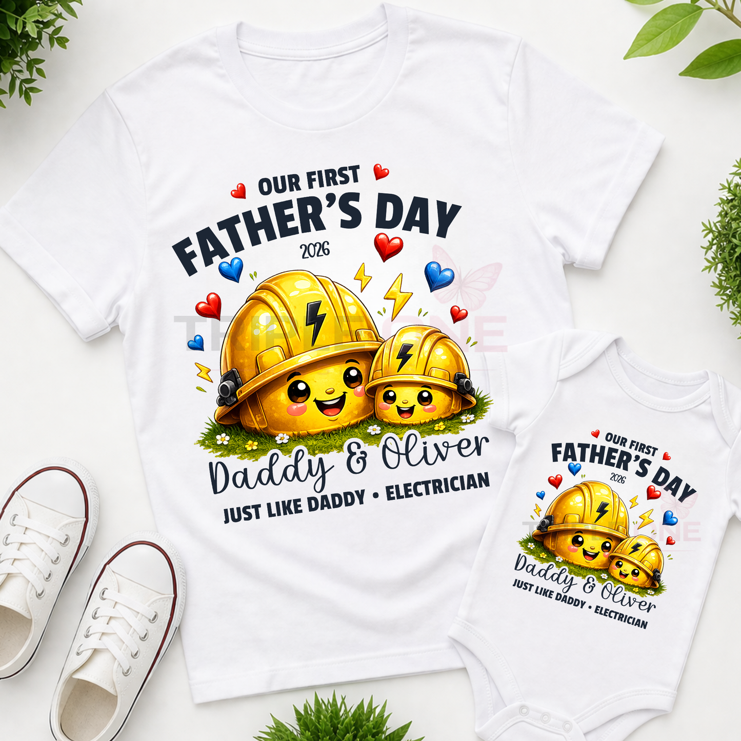 Personalised Electrician Daddy & Me First Father's Day Matching Set