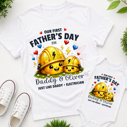 Personalised Electrician Daddy & Me First Father's Day Matching Set